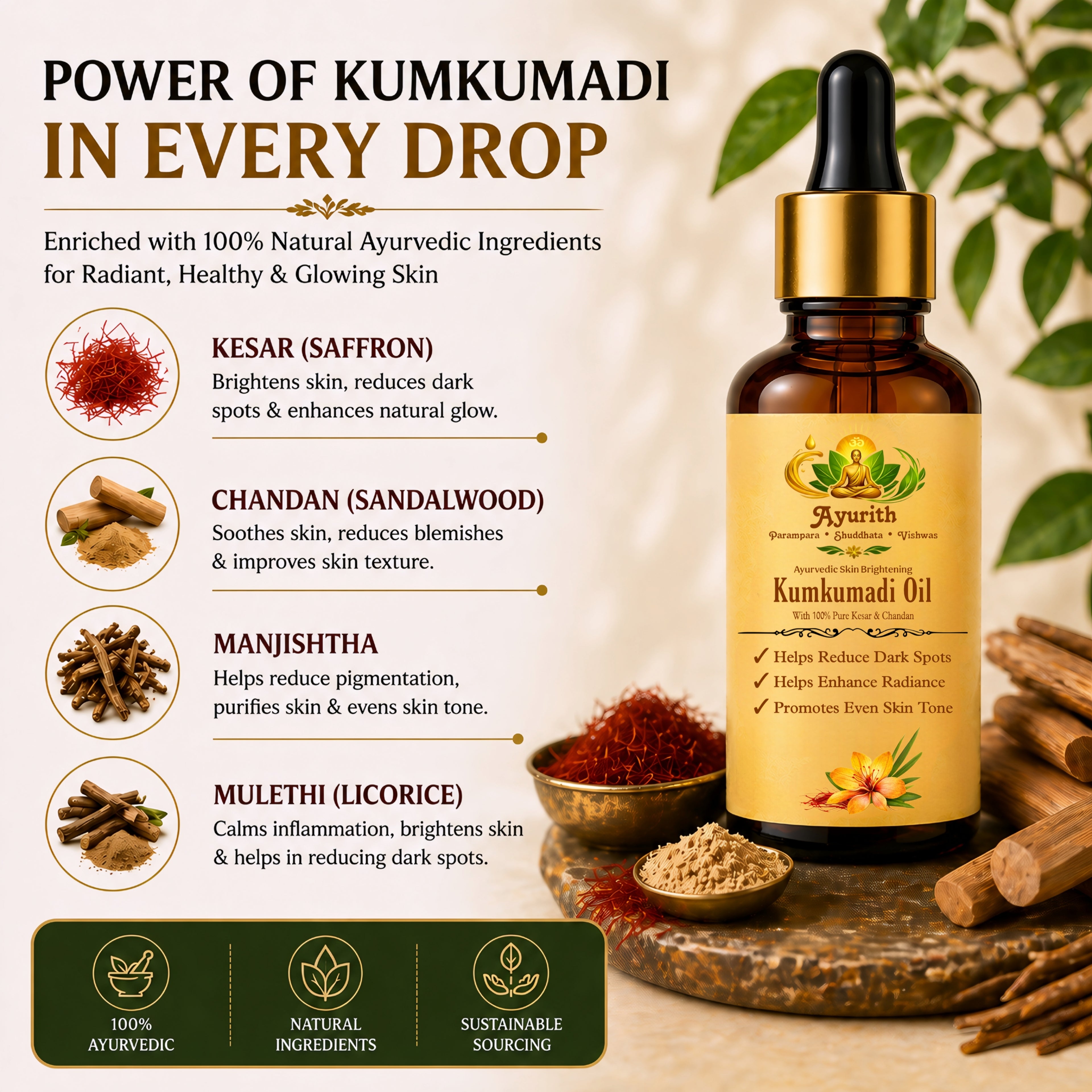 Ayurith Skin Brightening Kumkumadi Oil 10ml